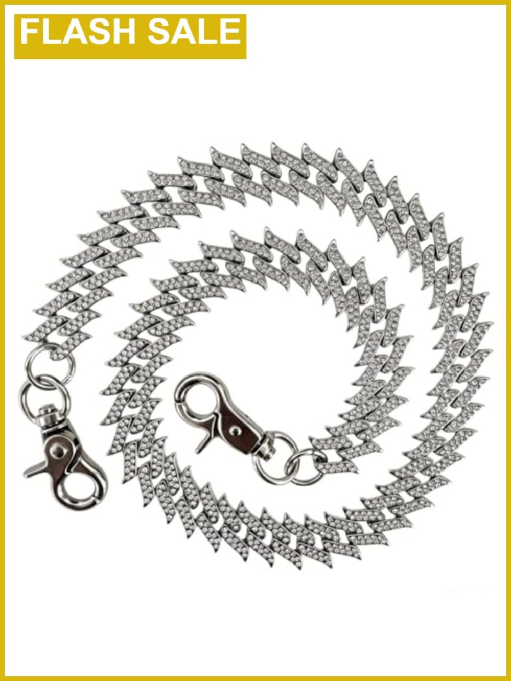 Spiked Cuban Link Wallet Chain 24in Zinc Alloy Gold-Tone Hip Hop Keychain
